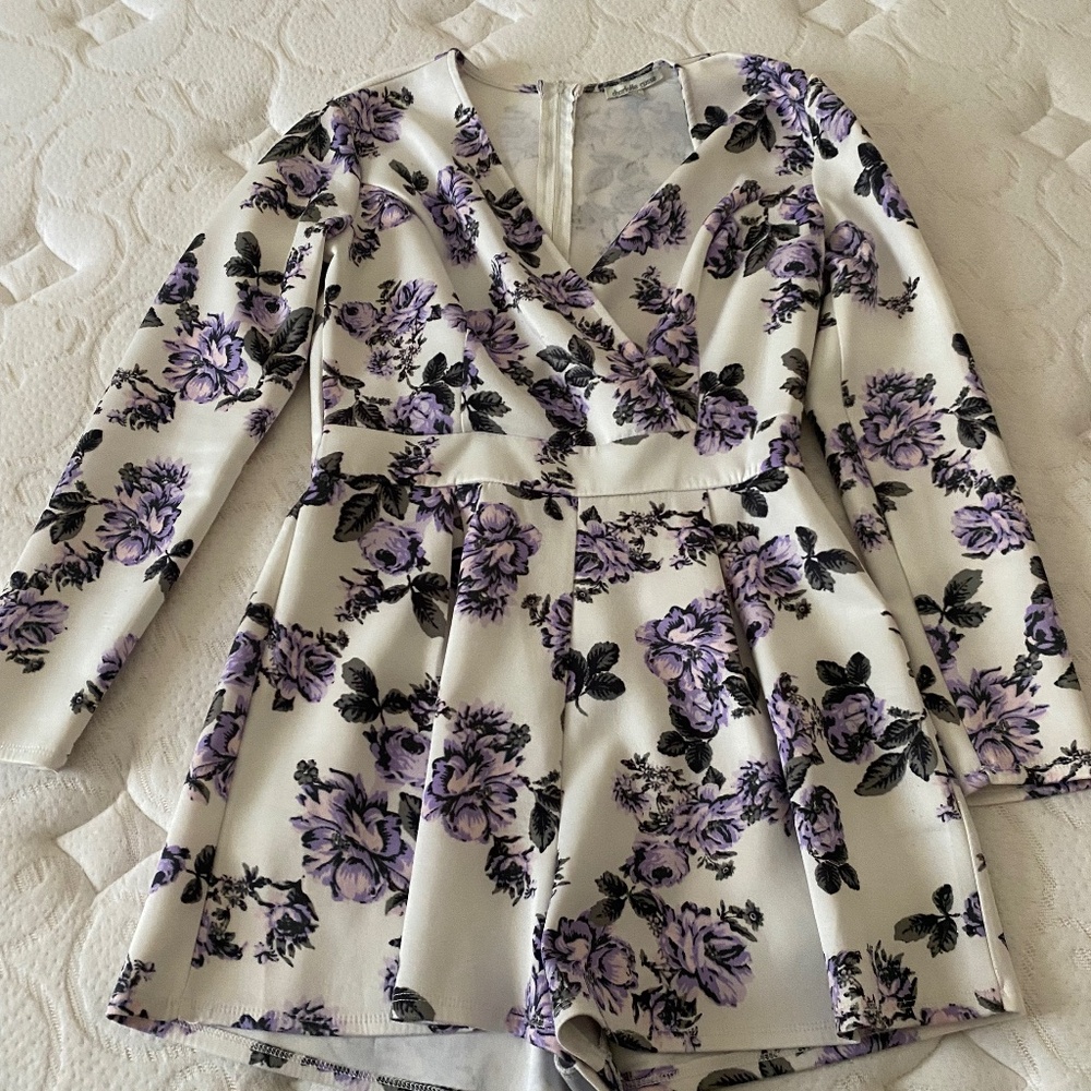 Purple floral romper